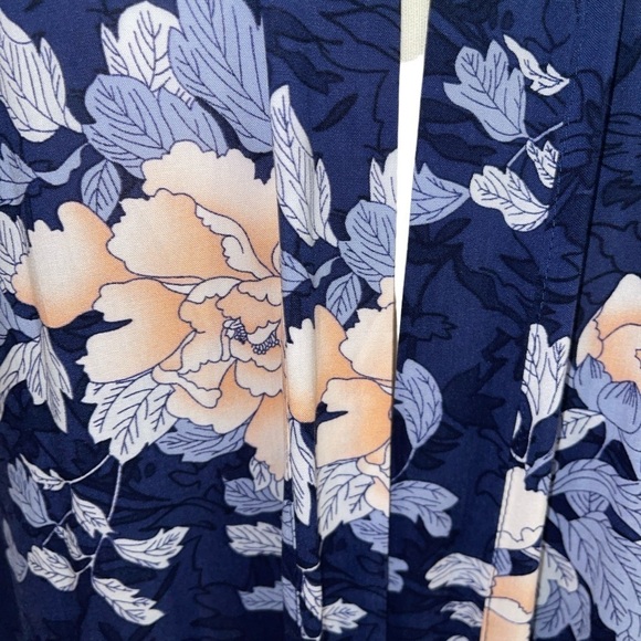 Umgee Women's Caftan Size M Blue Floral Print 3/4 Sleeves Kimono Open Boho - Picture 5 of 9